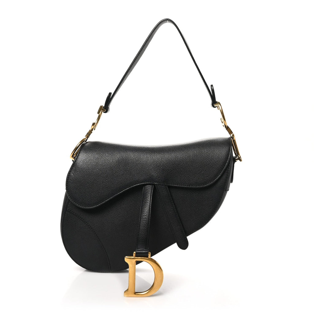 Grained Calfskin Saddle Bag Black