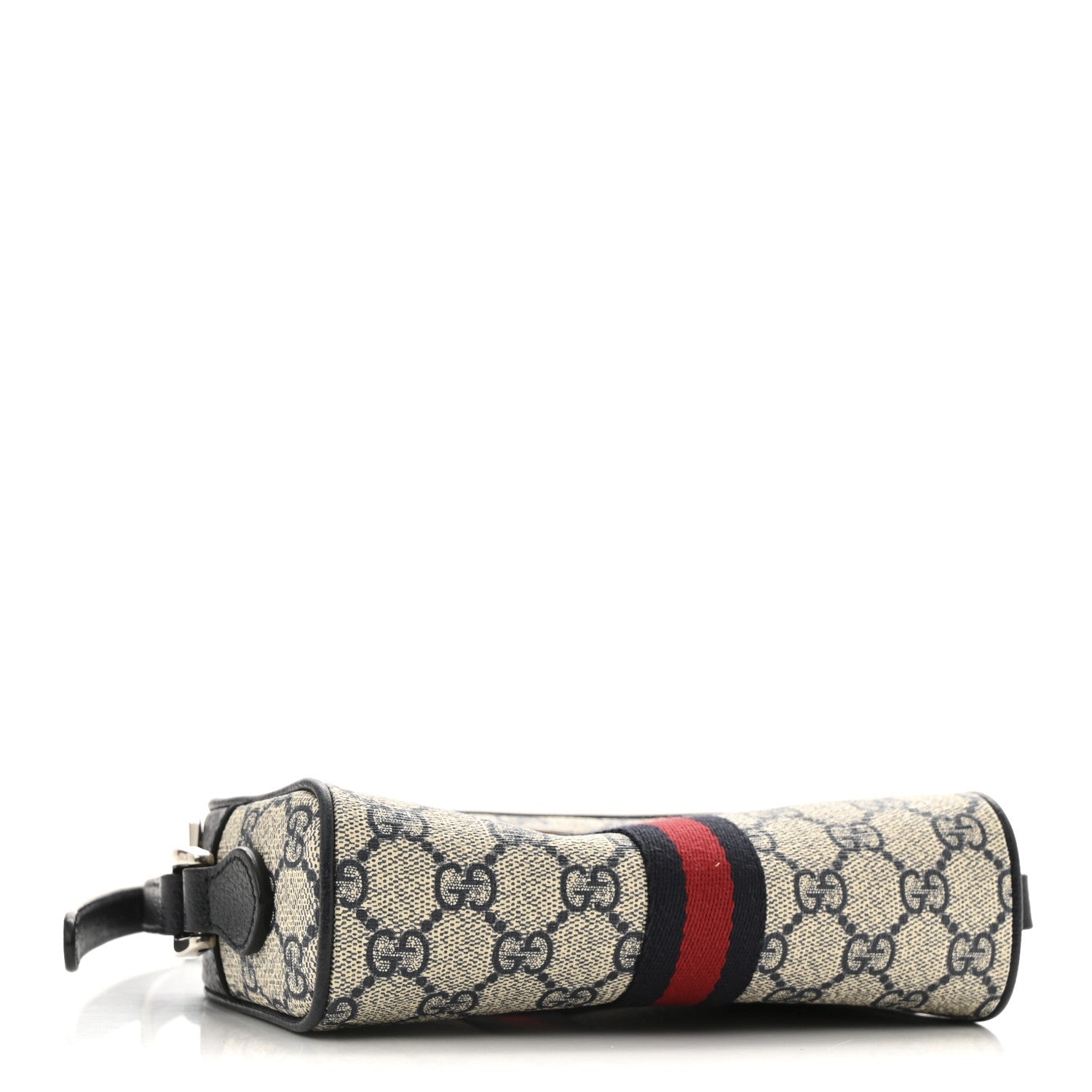 GG Supreme Monogram Textured Dollar Calfskin Web Mini Ophidia Shoulder Bag Beige Blue