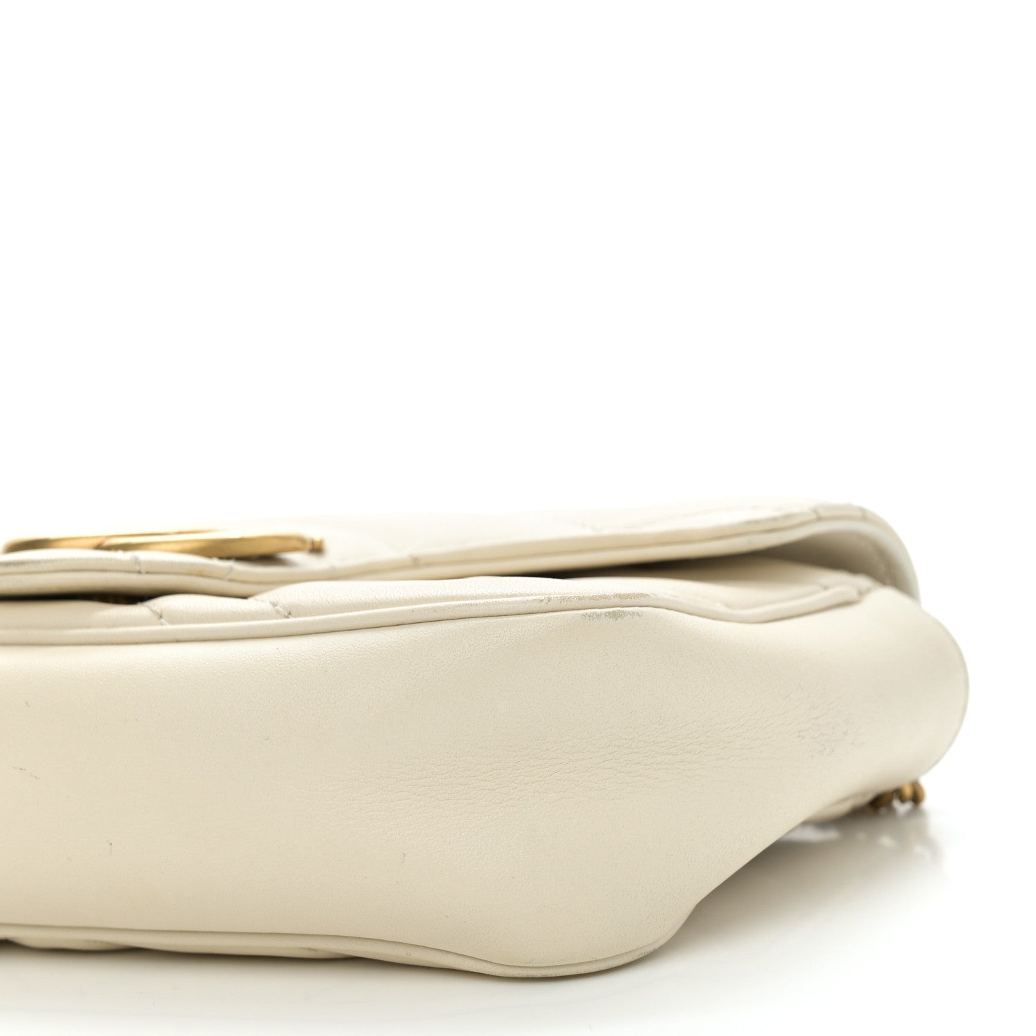 Calfskin Matelasse Super Mini GG Marmont Shoulder Bag White