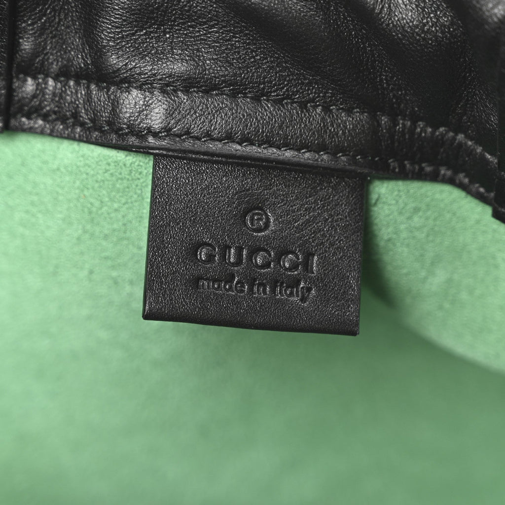 Grained Calfskin Logo Drawstring Backpack Green