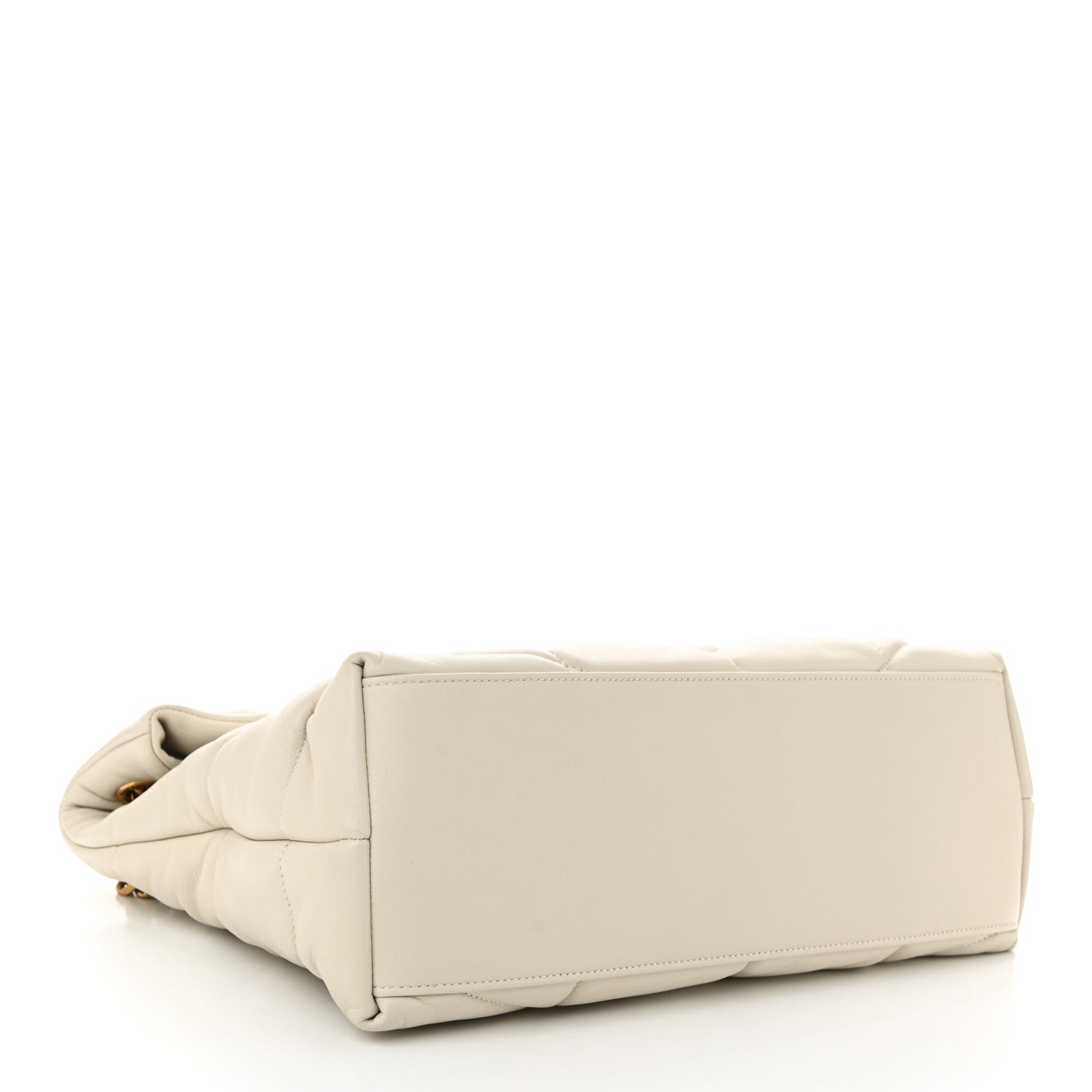 Lambskin Quilted Medium Loulou Puffer Monogram Chain Satchel Crema Soft