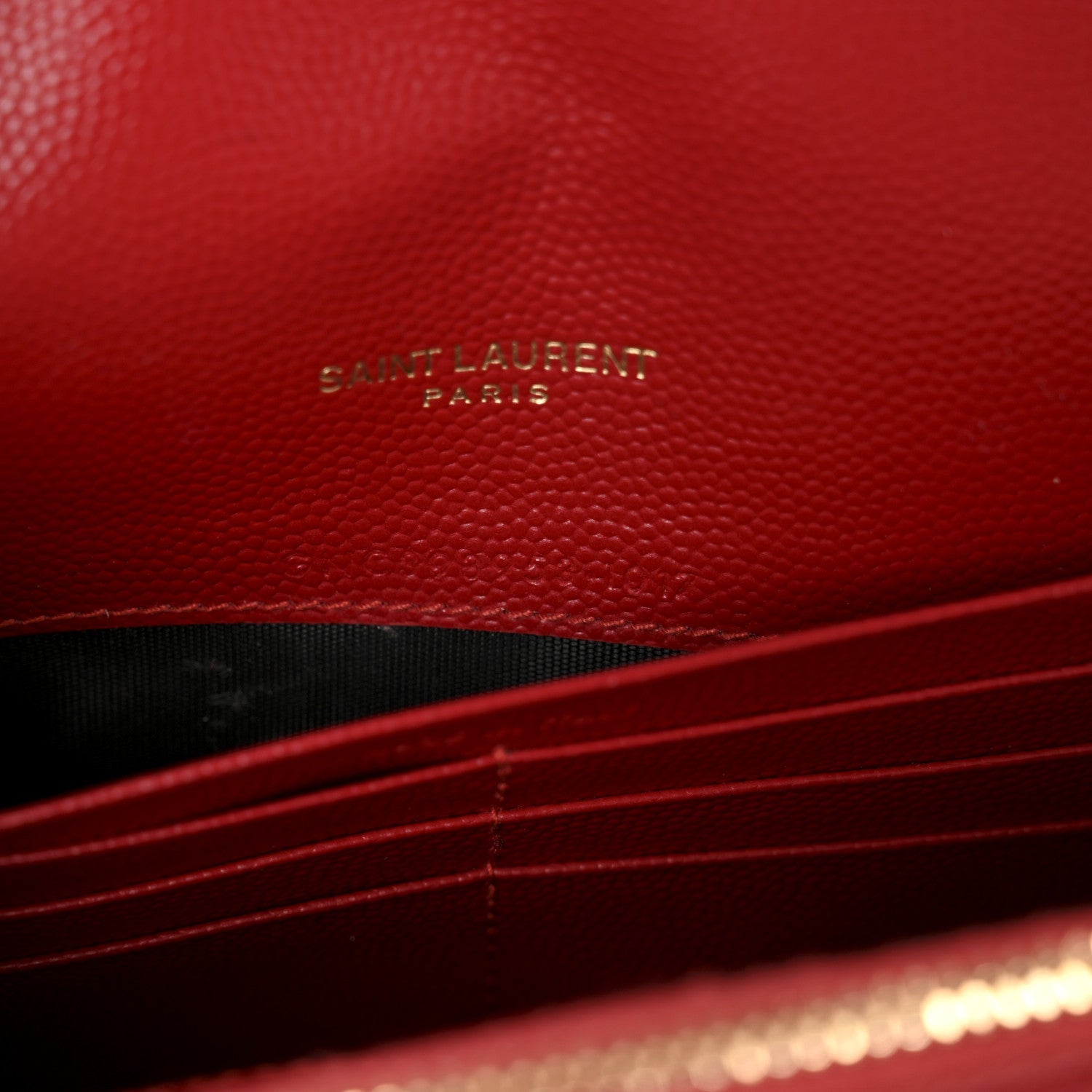 Grain De Poudre Matelasse Chevron Monogram Envelope Chain Wallet New Red