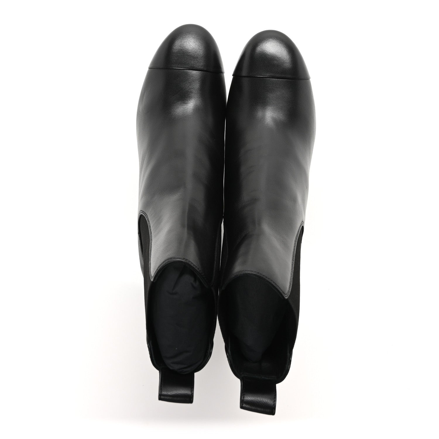 Lambskin Cap Toe CC Short Ankle Boots 40 Black