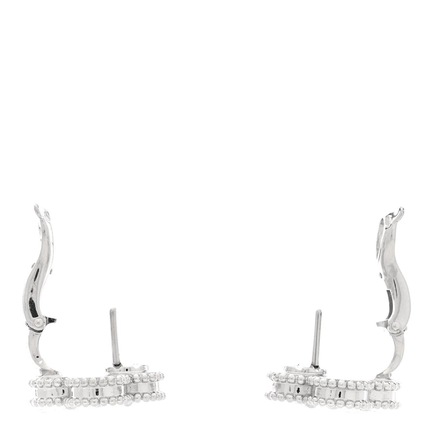 18K White Gold Guilloche Vintage Alhambra Earrings