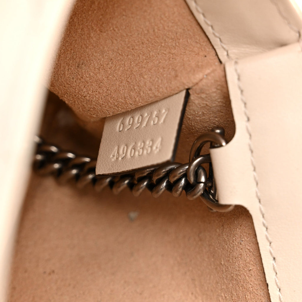 Calfskin Matelasse Monochrome GG Marmont Chain Belt Bag Mystic White