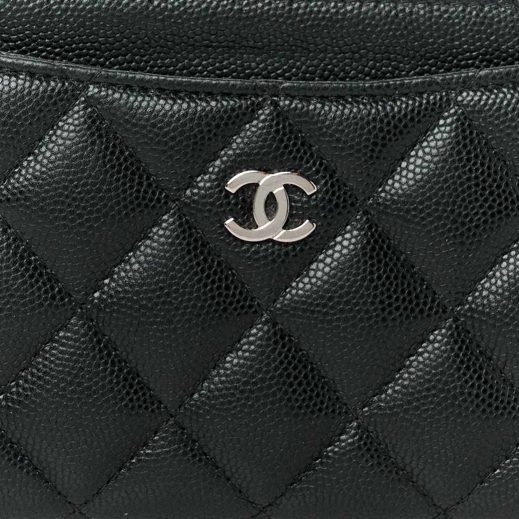 Caviar Quilted Classic Zip Pouch Black