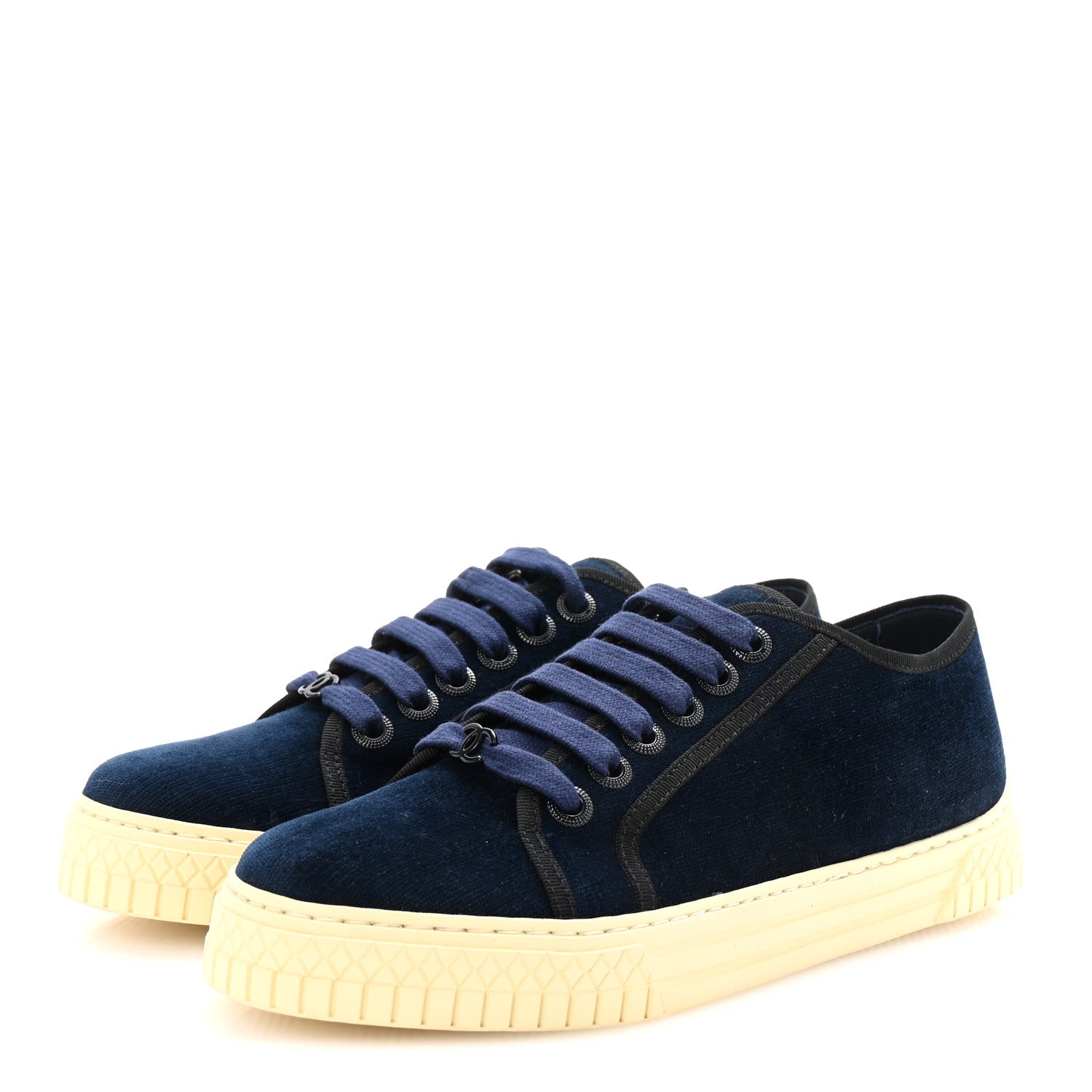 Crepe Suede Lace Up Sneakers 35.5 Navy
