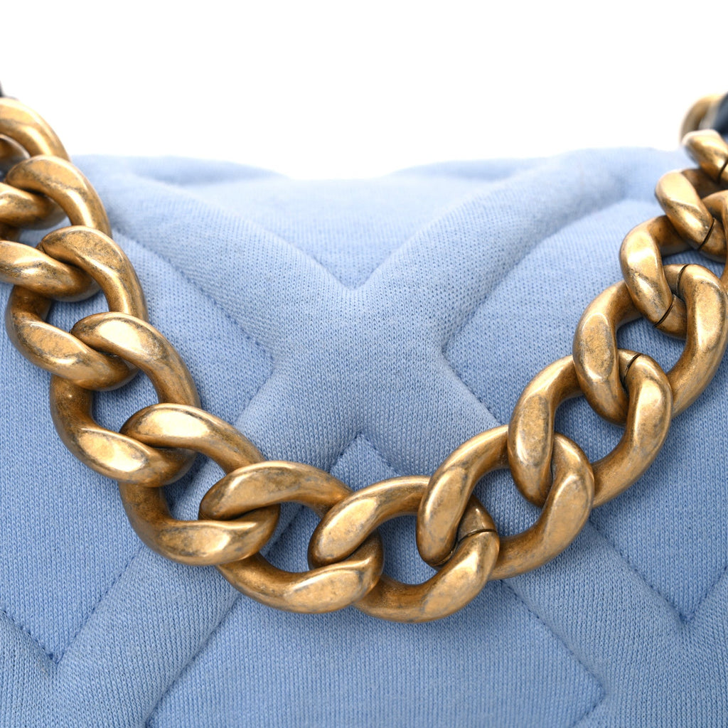 Jersey Lambskin Quilted Medium Chanel 19 Flap Light Blue