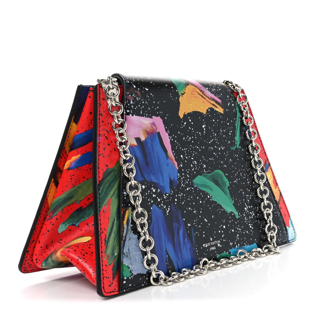 Calfskin Splash Print Trapeze Black White Red