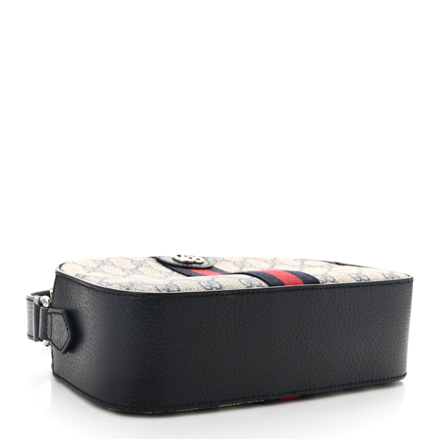 GG Supreme Monogram Textured Dollar Calfskin Web Small Ophidia Camera Bag Beige Blue