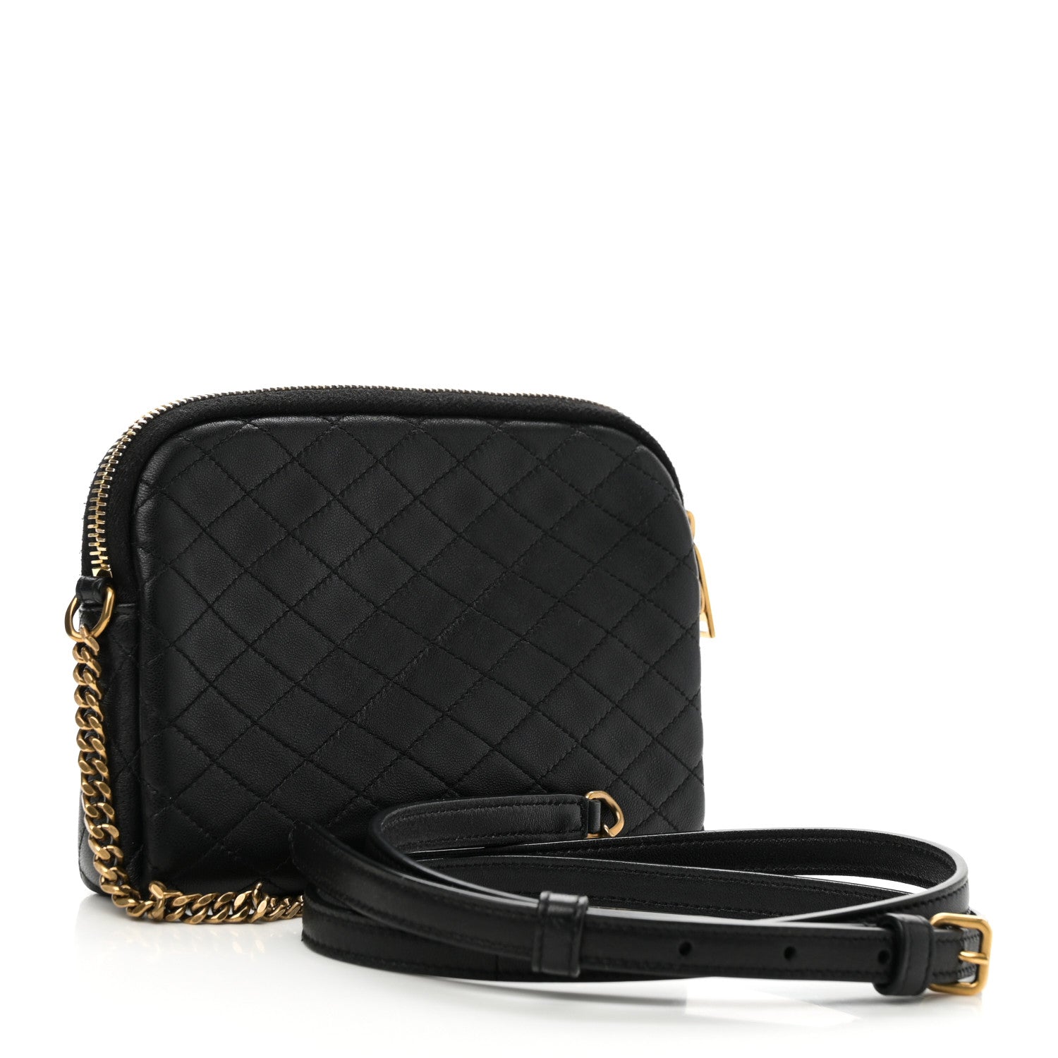 Lambskin Quilted Gaby Zipped Pouch Black