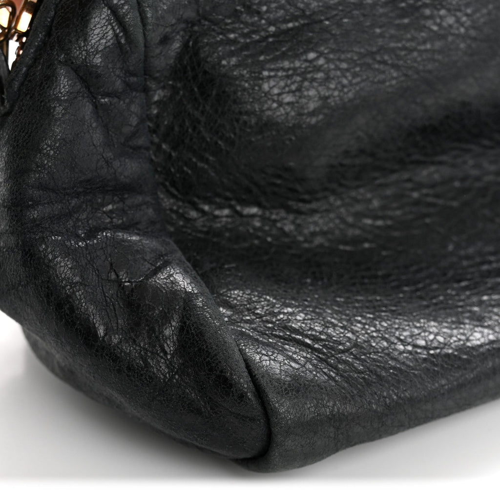 Agneau Giant 12 Rose Gold Hardware Pencil Case Black