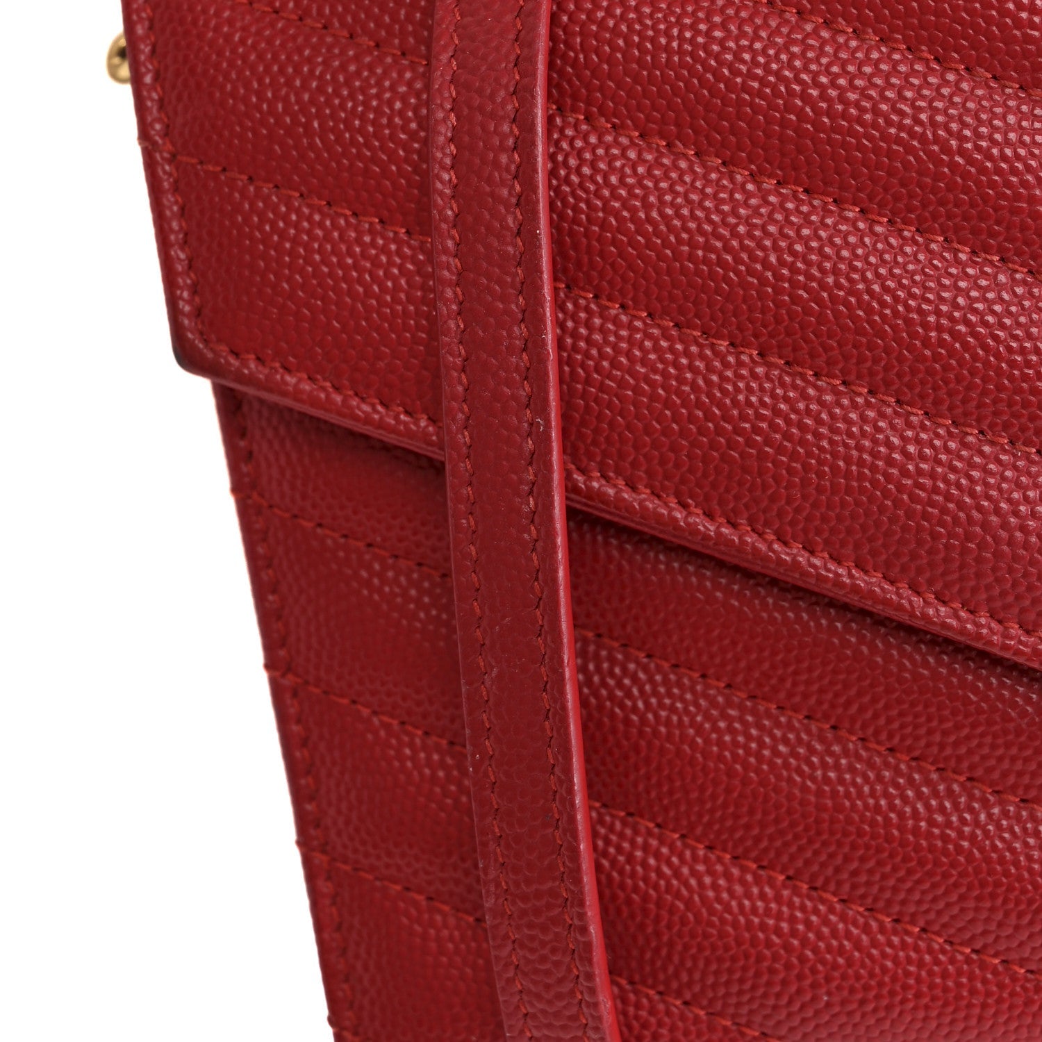 Grain De Poudre Matelasse Chevron Monogram Envelope Chain Wallet New Red