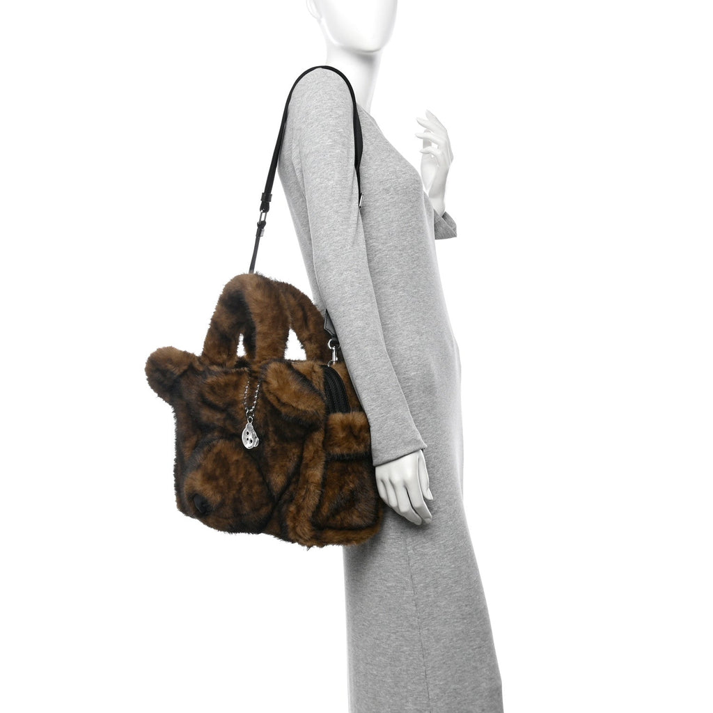 Faux Fur The Teddy Bear Tote Bag Ebony