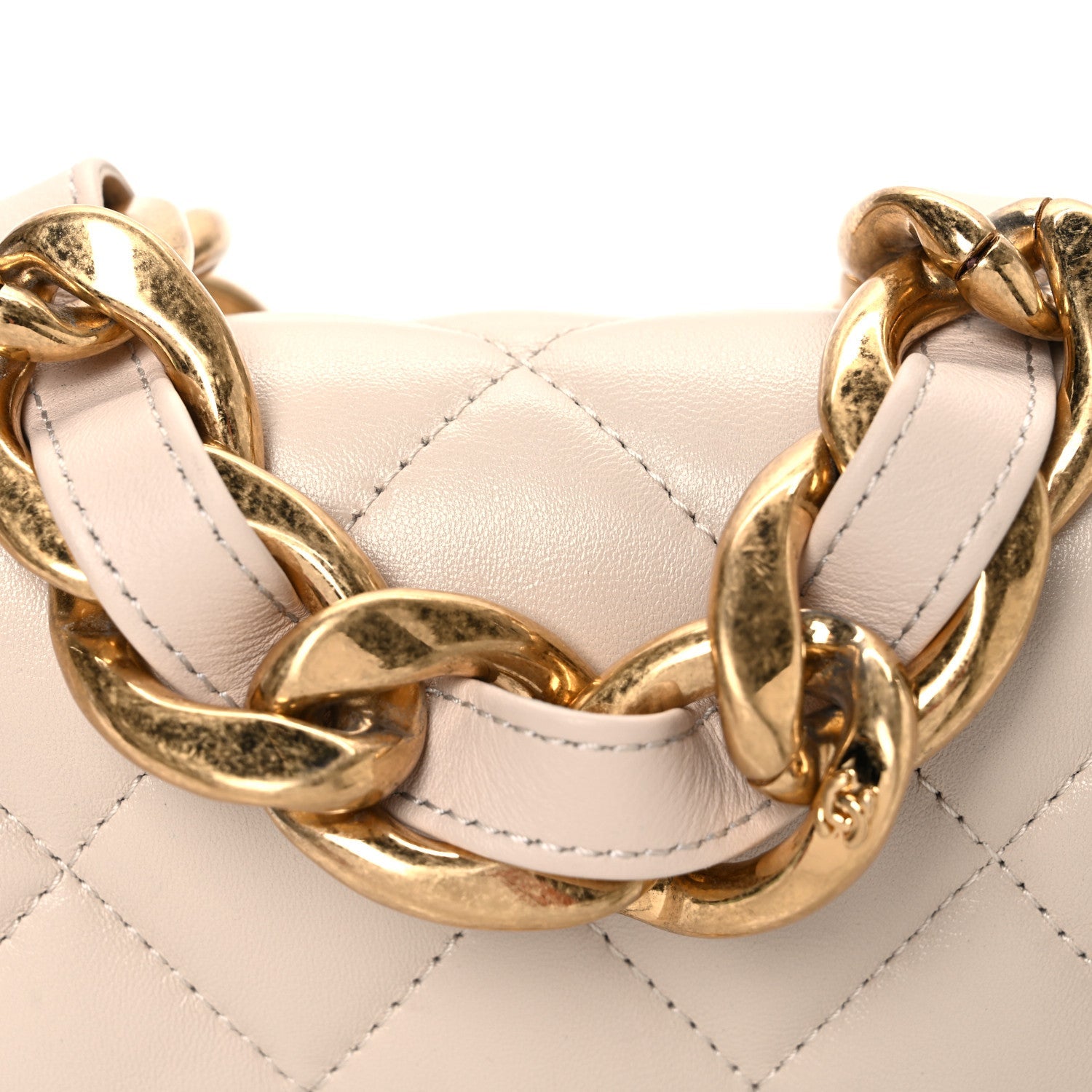 Lambskin Quilted Small CC Funky Town Flap Beige