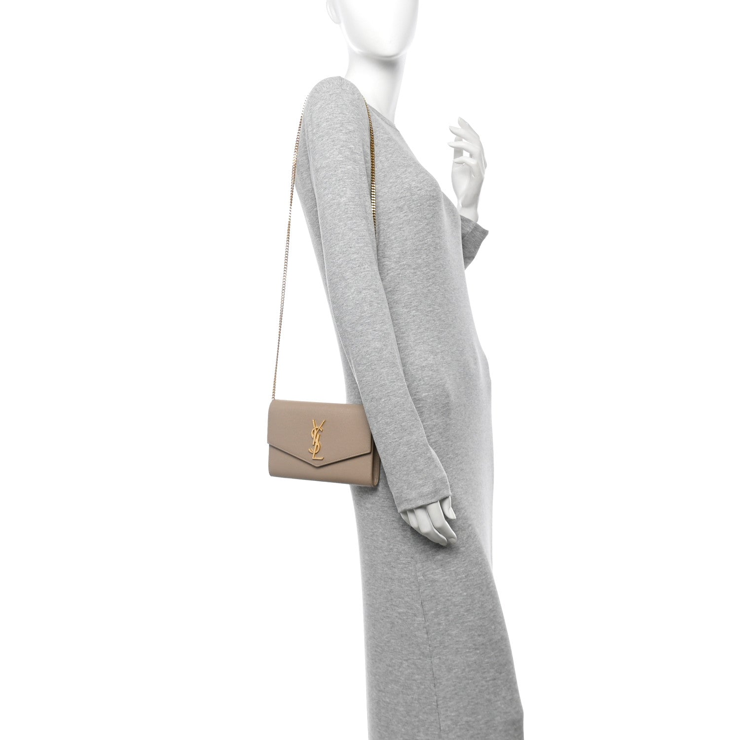 Grain De Poudre Monogram Uptown Chain Wallet Taupe