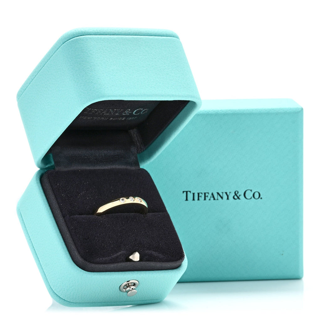 18K Yellow Gold Diamond Elsa Peretti Stacking Band Ring 54 6.75