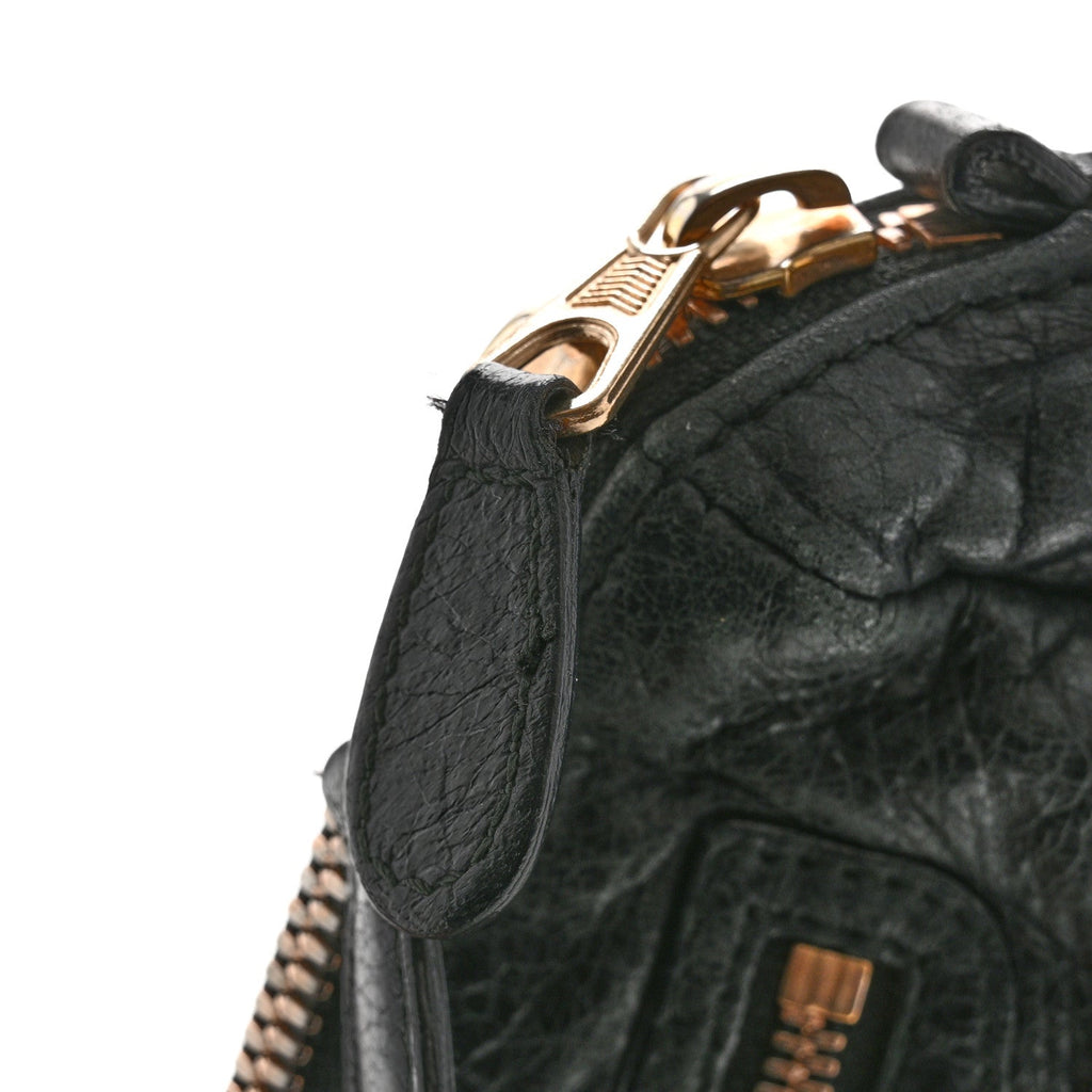 Agneau Giant 12 Rose Gold Hardware Pencil Case Black