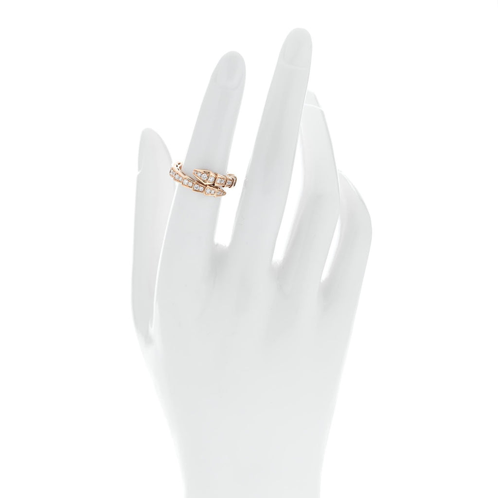 18K Rose Gold Diamond Serpenti Viper Pave Ring M