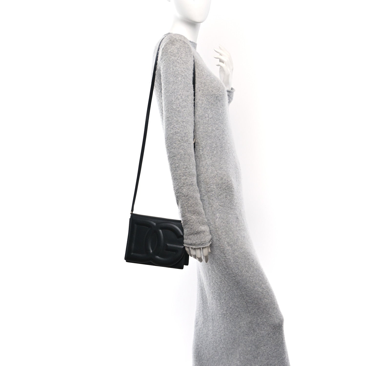 Calfskin DG Logo Flap Crossbody Bag Black