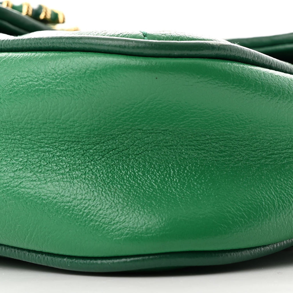 Azalea Calfskin Enamel Matelasse Diagonal Super Mini Torchon GG Marmont Shoulder Bag New Shamarock Emerald