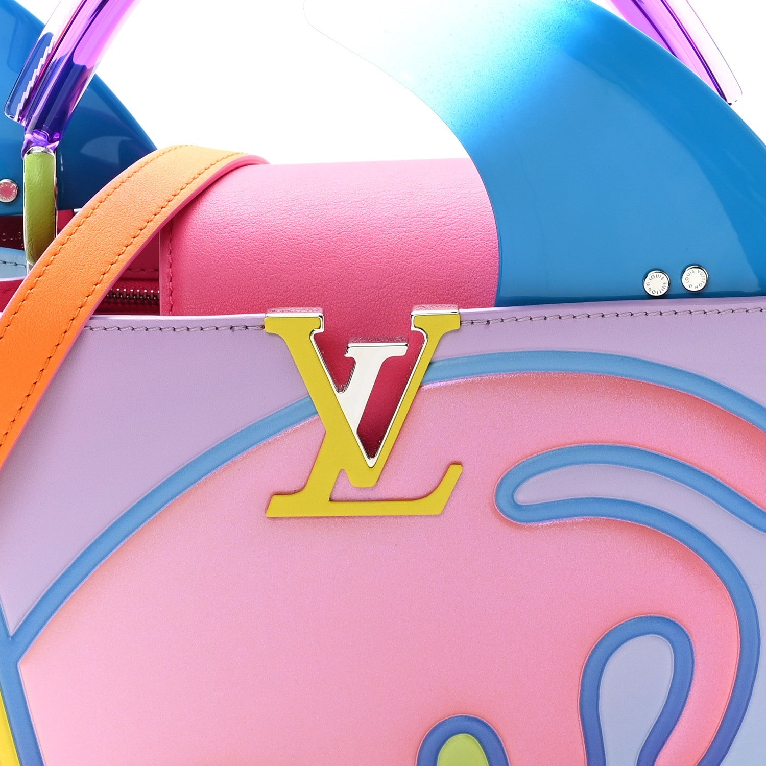 Calfskin Plexiglass ArtyCapucines PM Sam Falls Multicolor