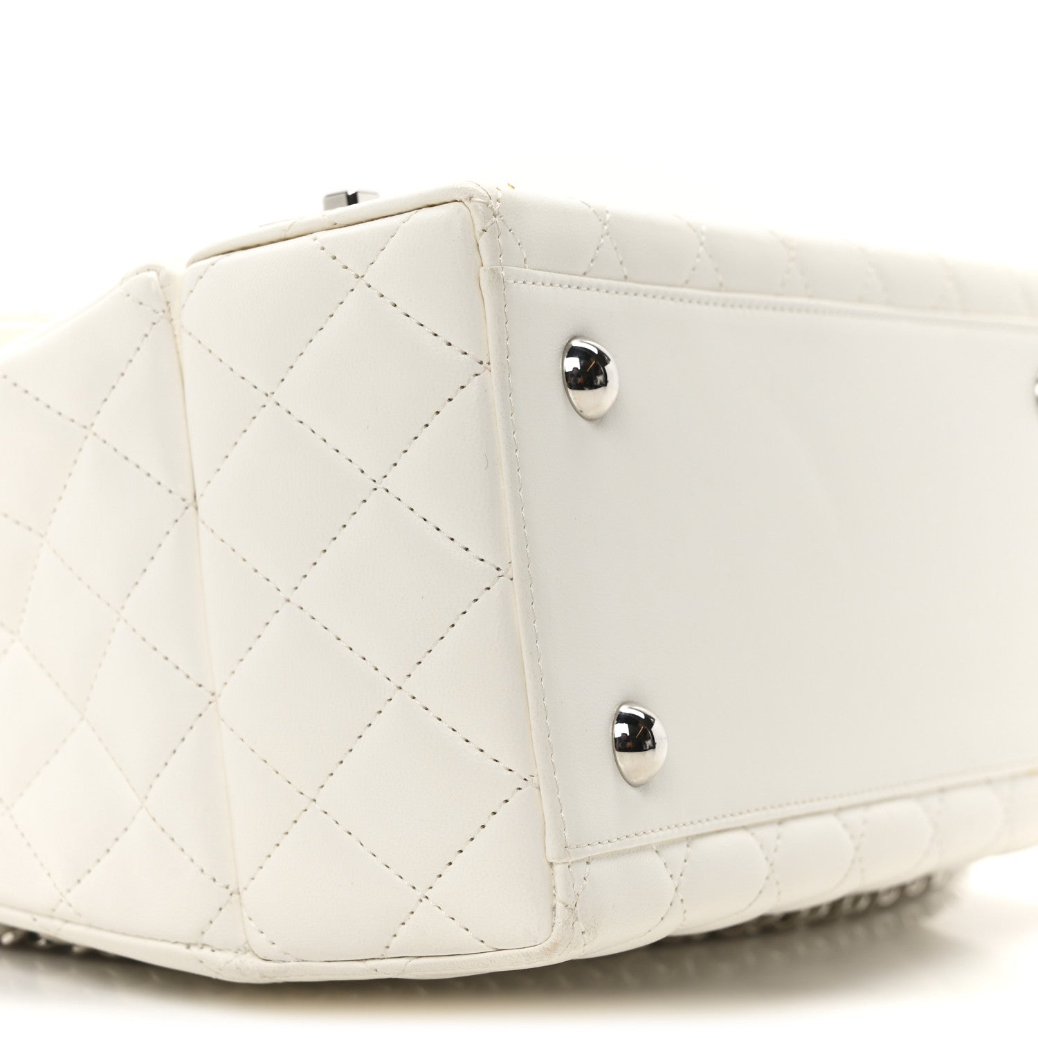 Lambskin Quilted Cockpit Flap Bag White