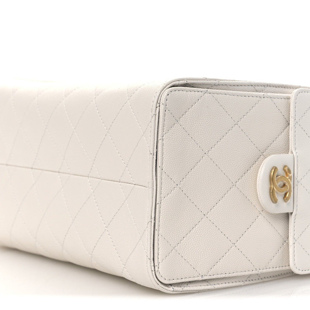 Caviar Quilted Small Chanel 25 Handbag White