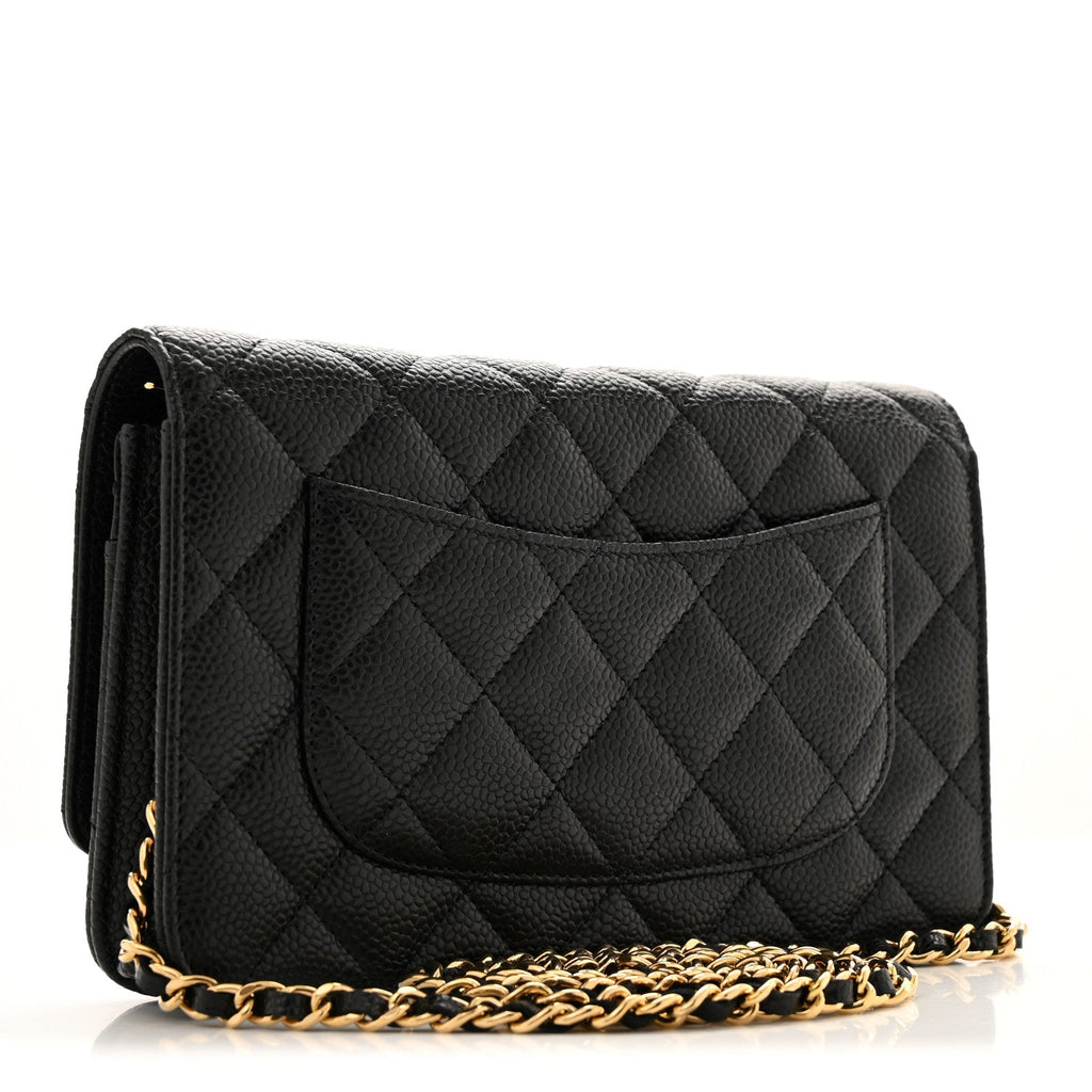 Caviar Quilted CC Turnlock Wallet On Chain WOC Black