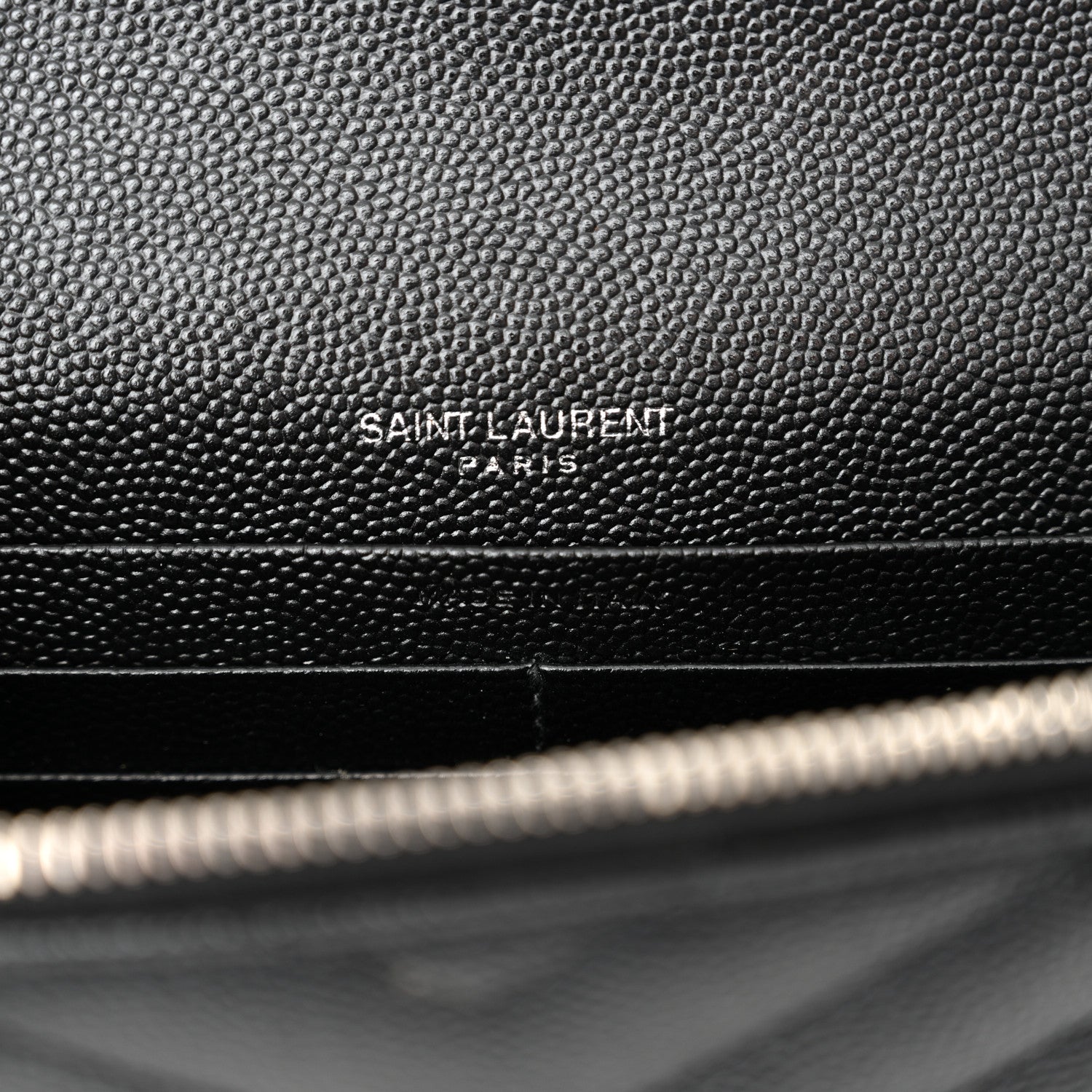 Grain De Poudre Matelasse Chevron Monogram Envelope Chain Wallet Black