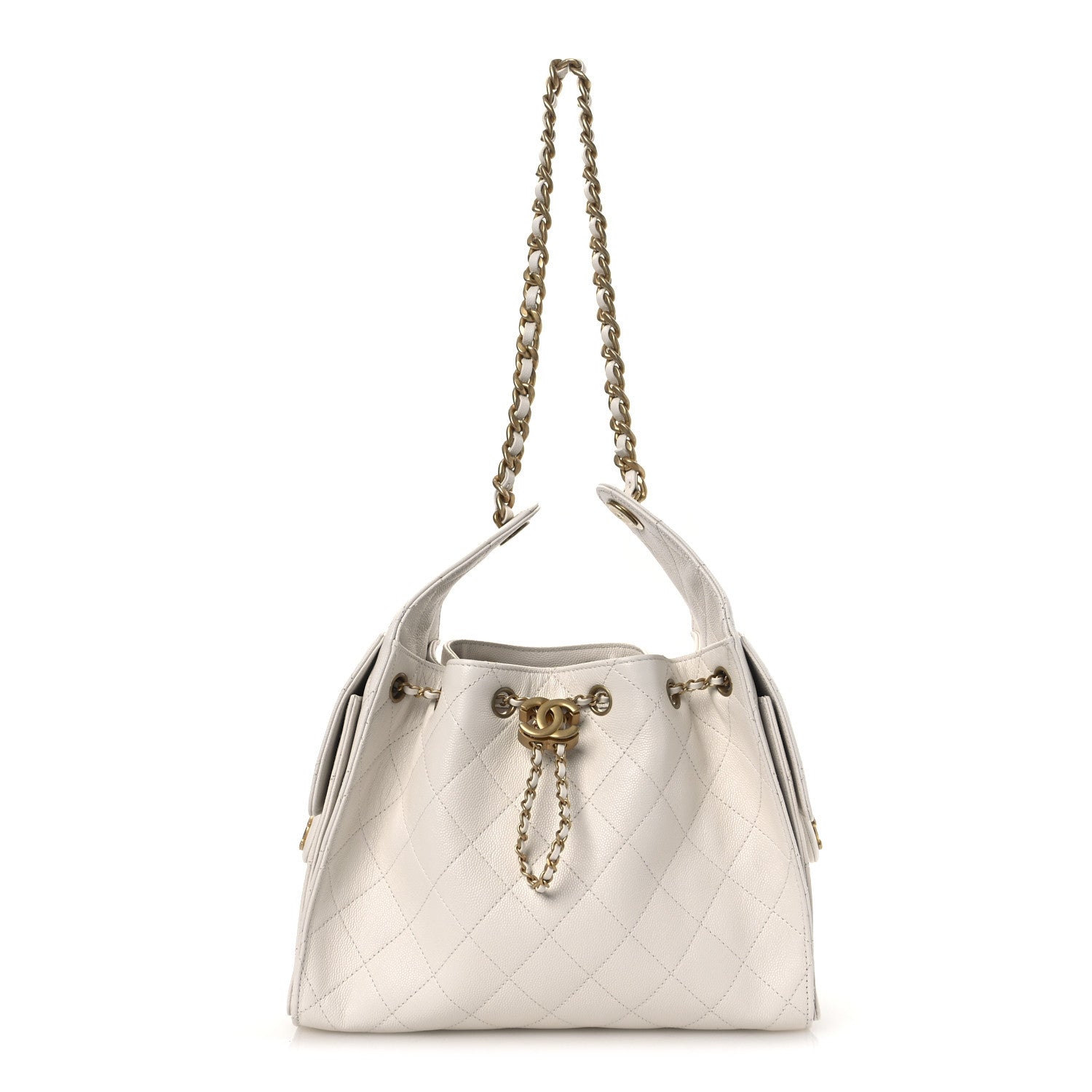 Caviar Quilted Small Chanel 25 Handbag White