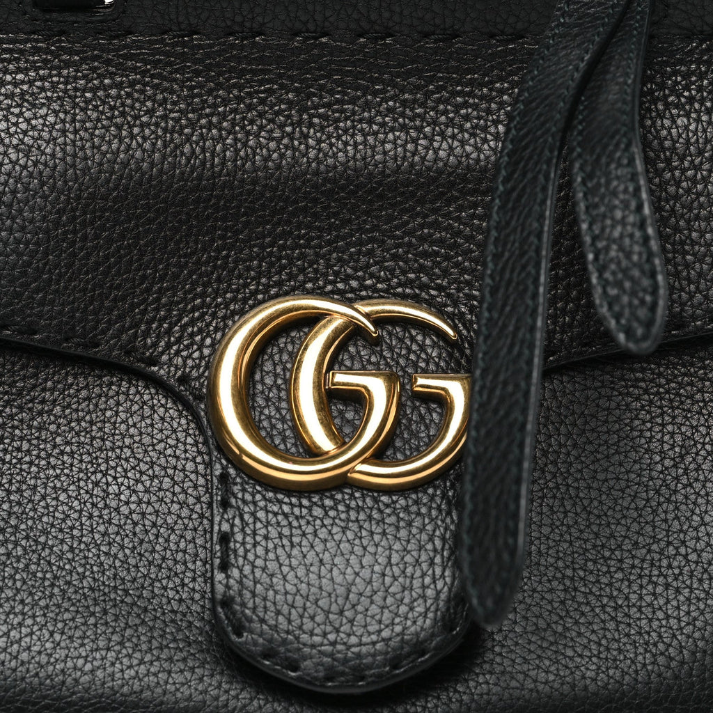 Calfskin Mini GG Marmont Top Handle Bag Black