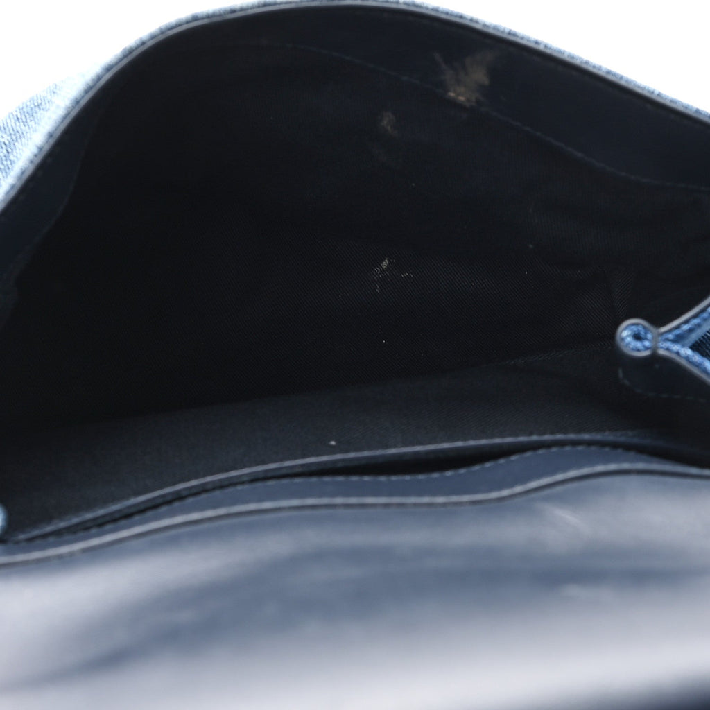 Calfskin Denim Patchwork Mini Miss Sicily Satchel Blue