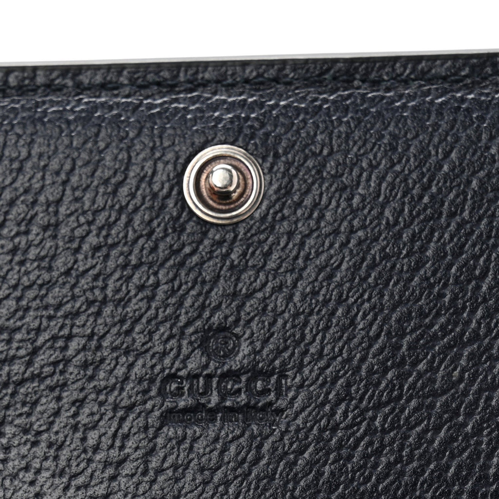 GG Supreme Monogram Textured Dollar Calfskin Web Ophidia Card Case Beige Blue