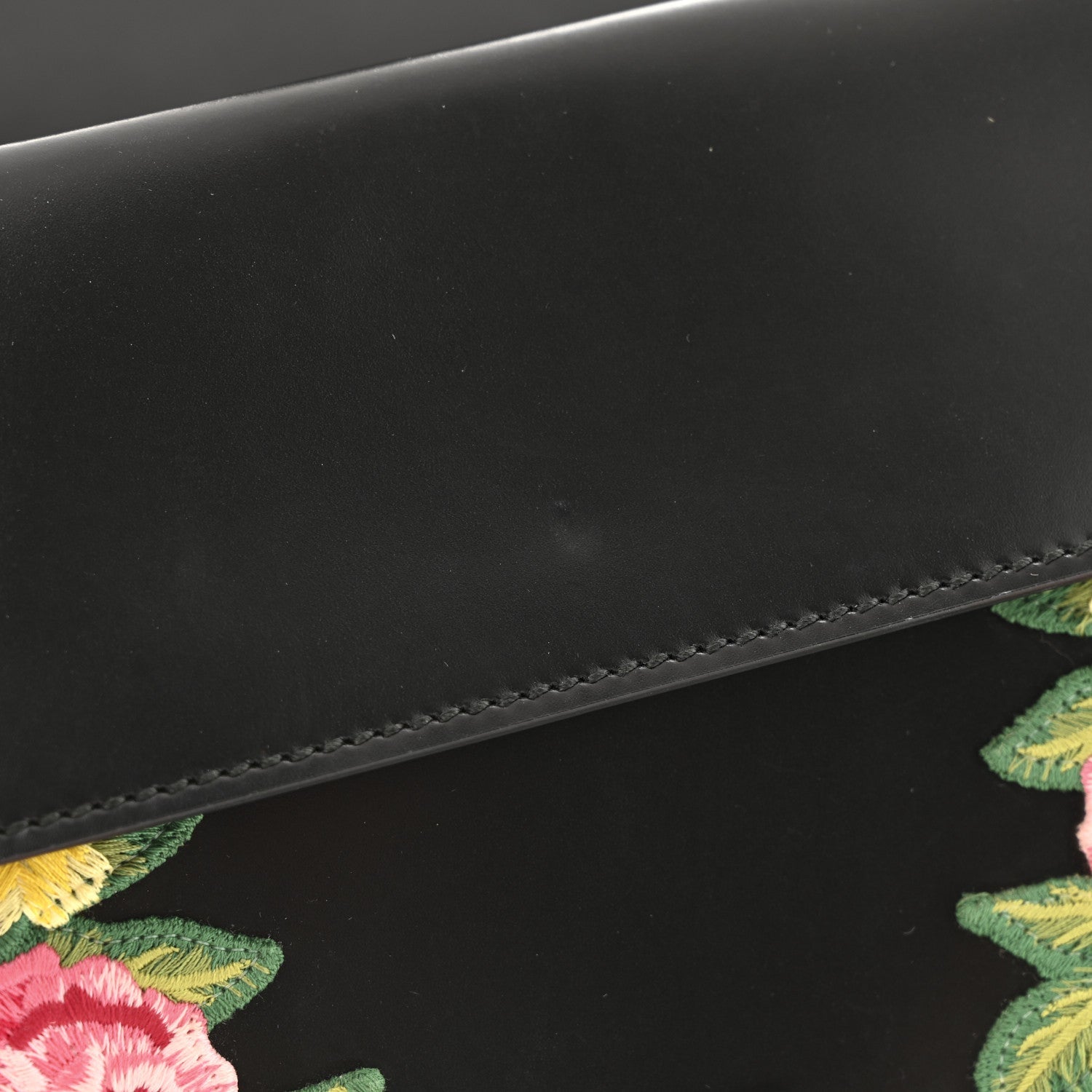 Calfskin Floral Embroidered Studded Small Dionysus Shoulder Bag Black