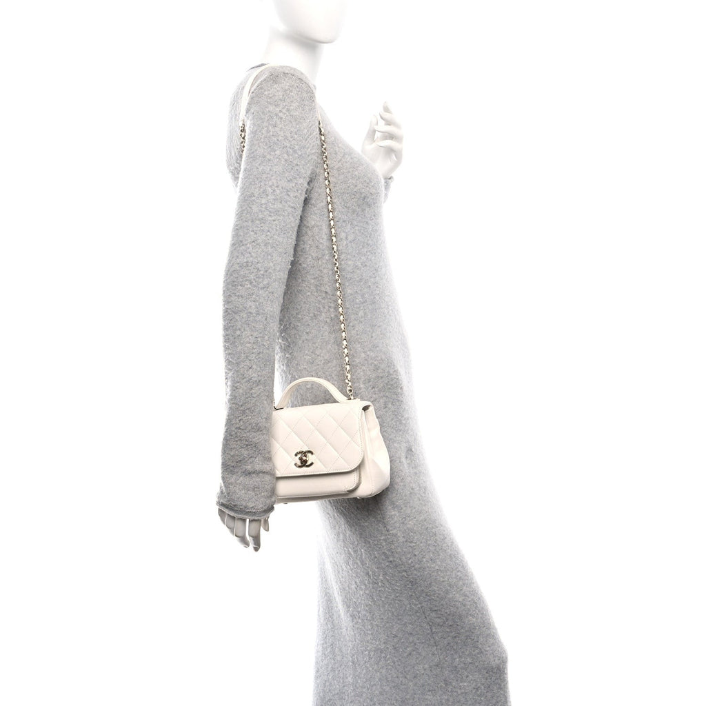 Caviar Quilted Small Business Affinity Flap White