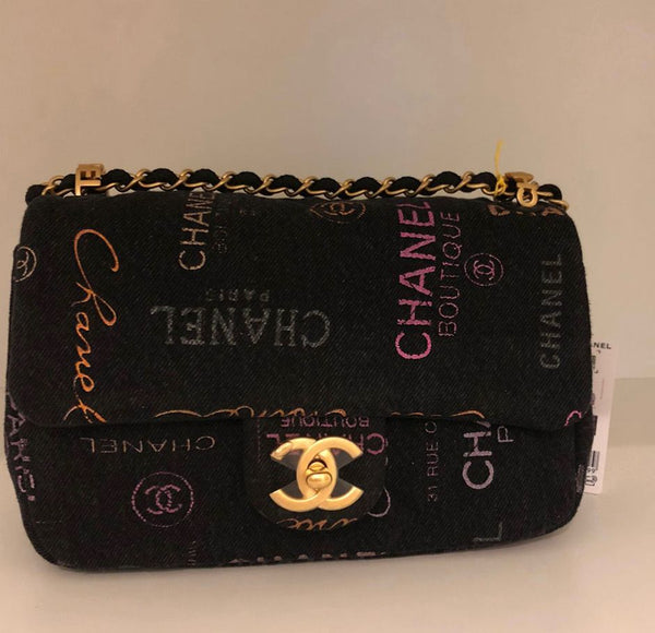 Chanel Printed Denim Flap Bag Small