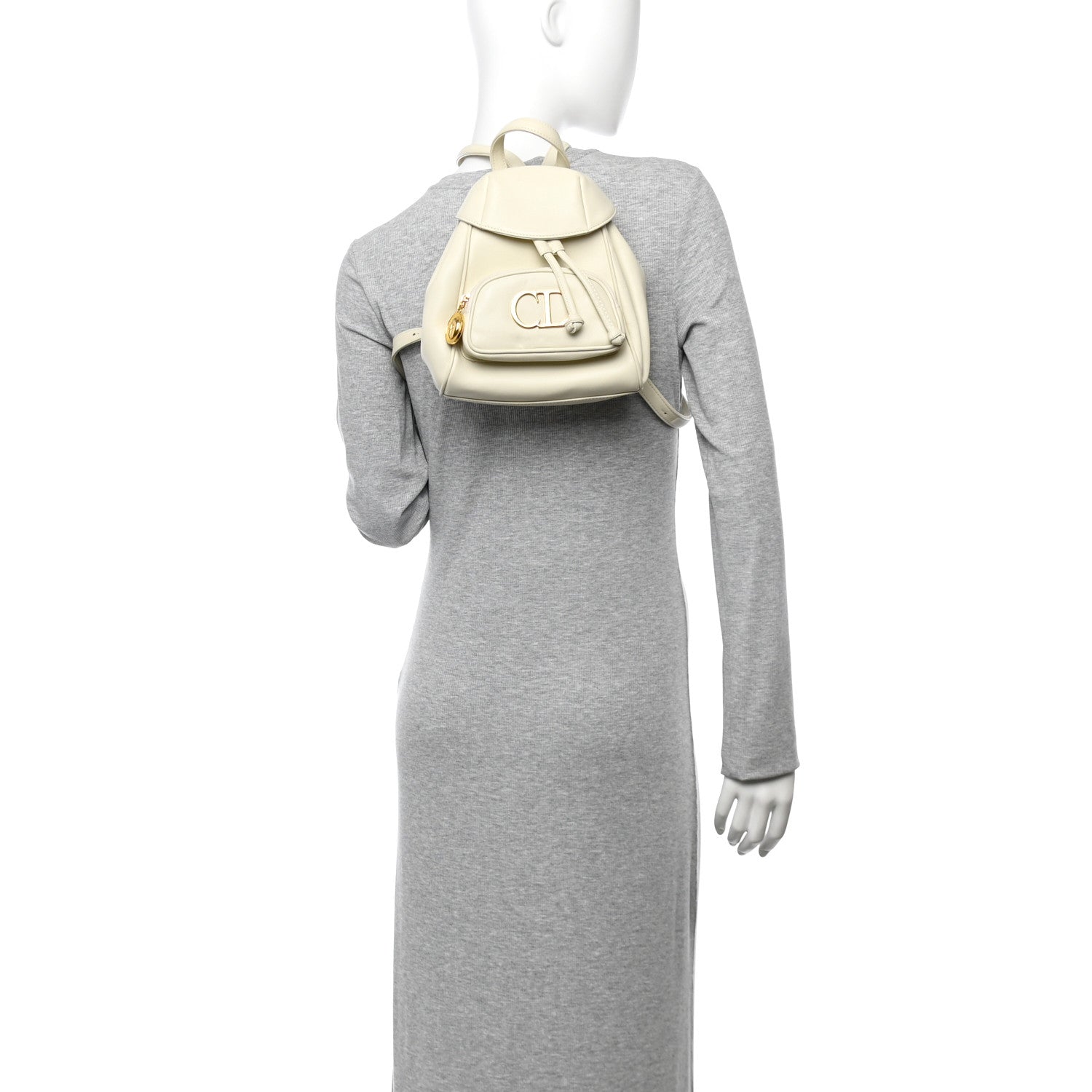 Calfskin Logo Mini Backpack White