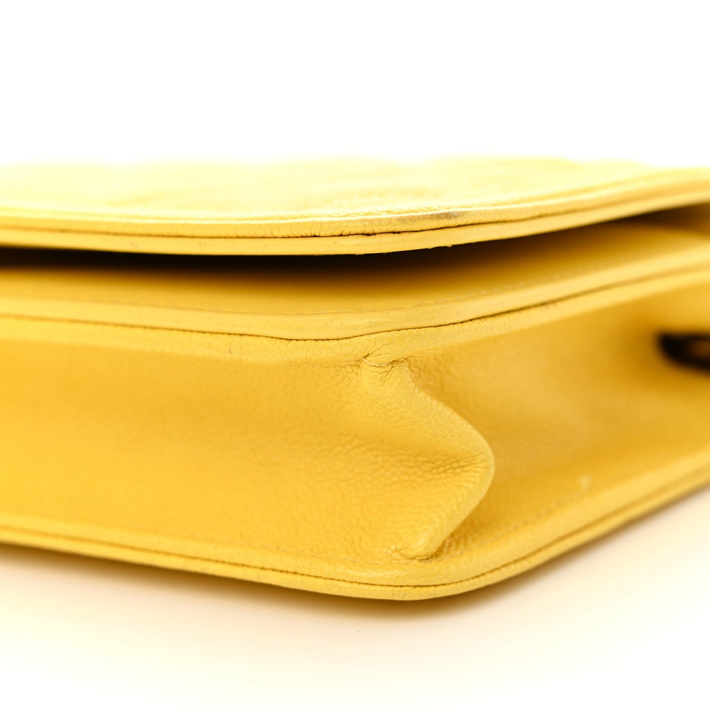 Caviar Quilted Boy Wallet On Chain WOC Yellow