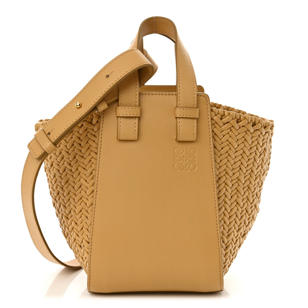 Calfskin Woven Compact Hammock Shoulder Bag  Sahara