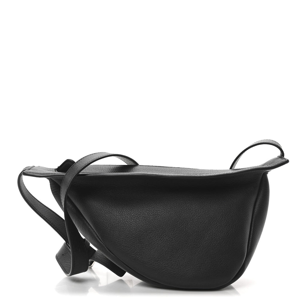 Grained Calfskin Small Slouchy Banana Bag Black