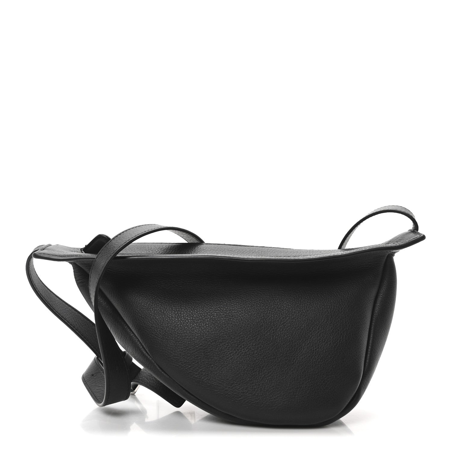 Grained Calfskin Small Slouchy Banana Bag Black