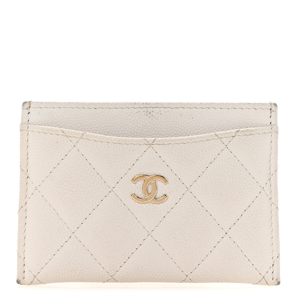 Caviar Quilted Card Holder White