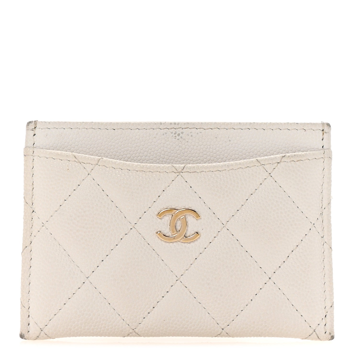 Caviar Quilted Card Holder White