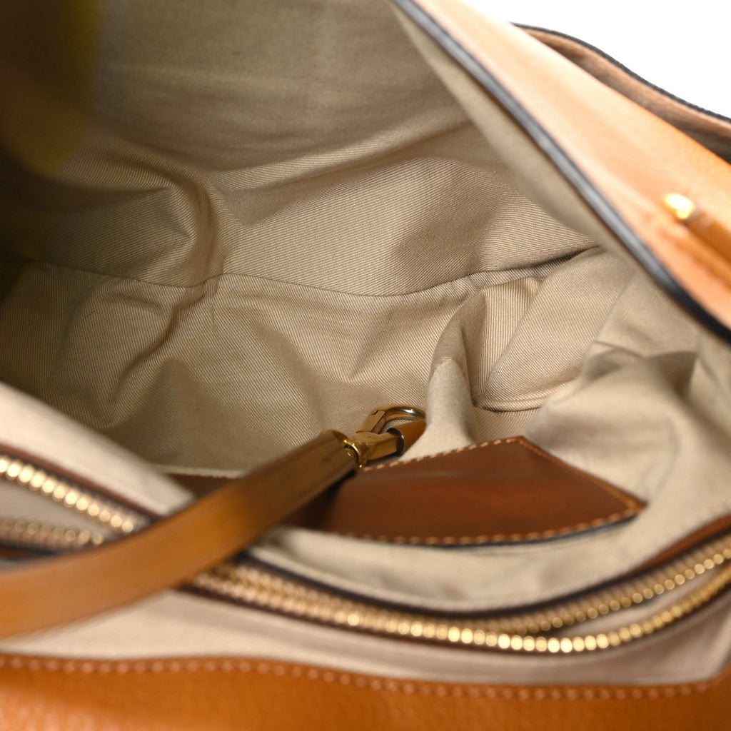 Grained Lambskin Medium Lexa Shoulder Bag Mustard Brown