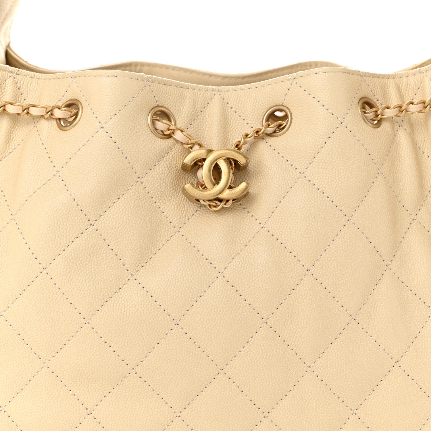 Caviar Quilted Small Chanel 25 Handbag Light Beige