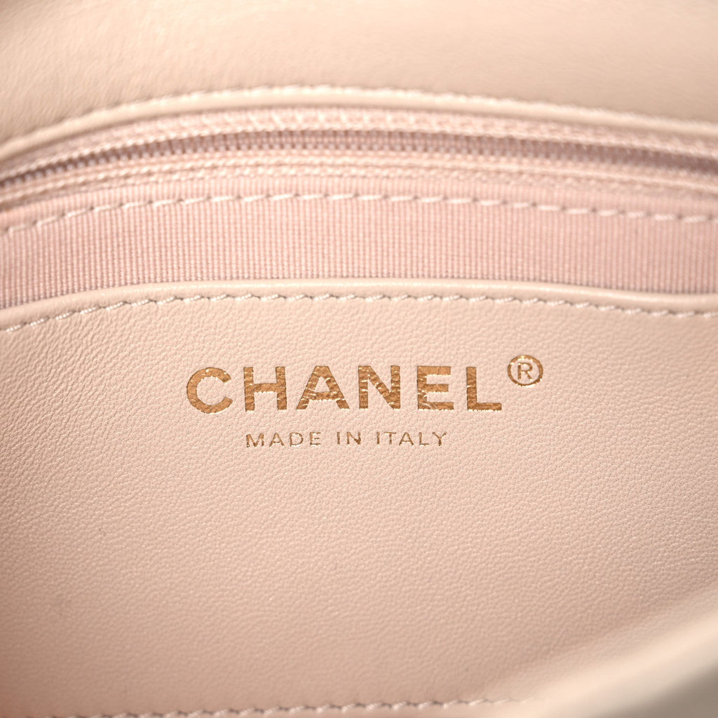 Lambskin Quilted Small CC Funky Town Flap Beige