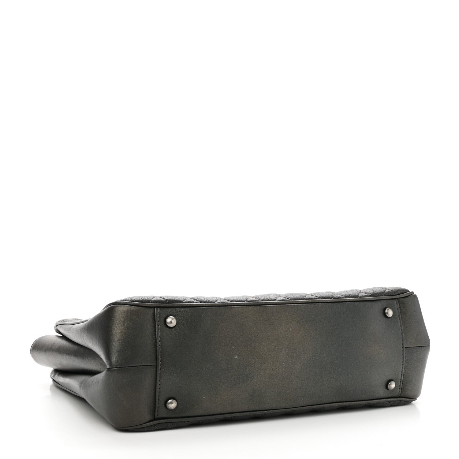 Metallic Goatskin Quilted Medium Rock In Rome Tote Charcoal