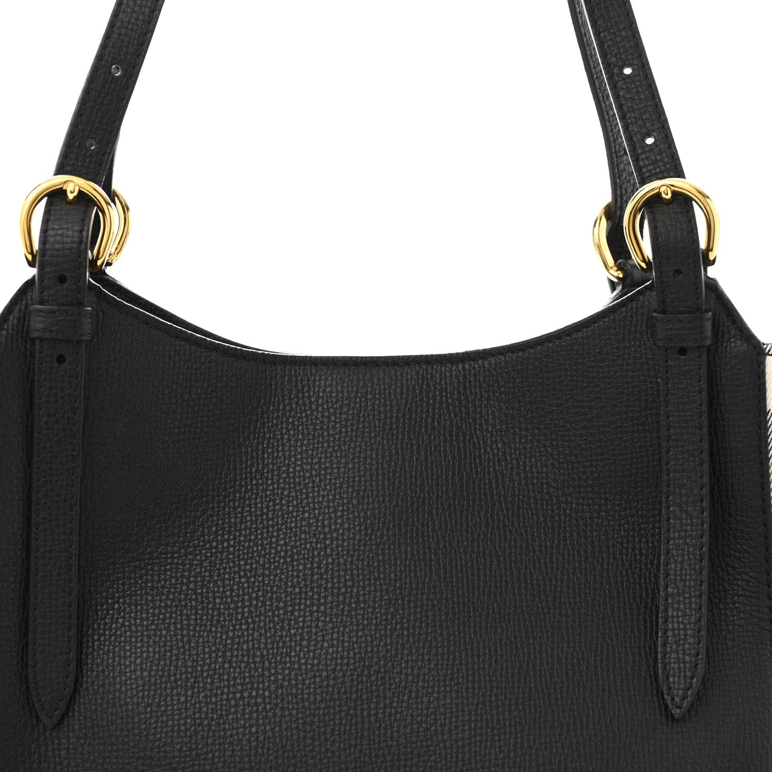 Grainy Calfskin House Check Small Canterbury Black