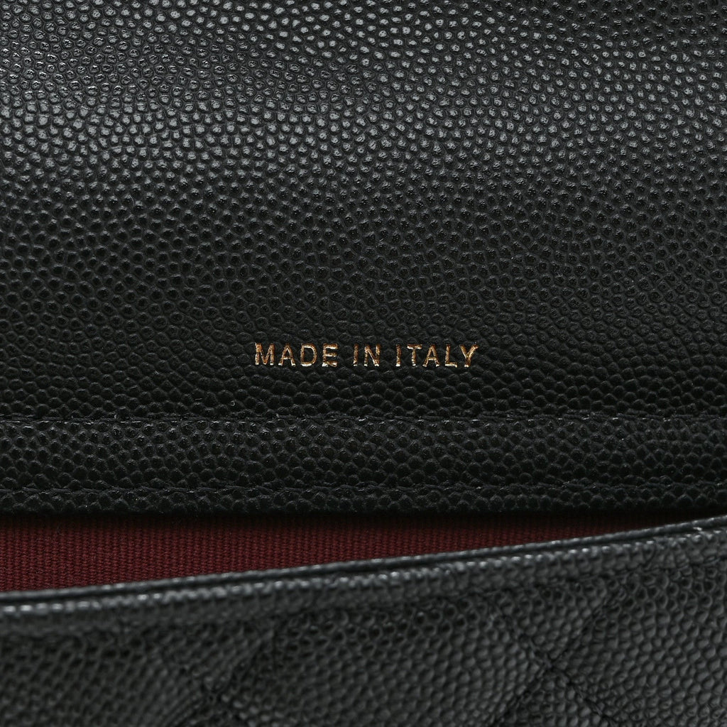 Caviar Quilted Flap Phone Holder With Chain Black